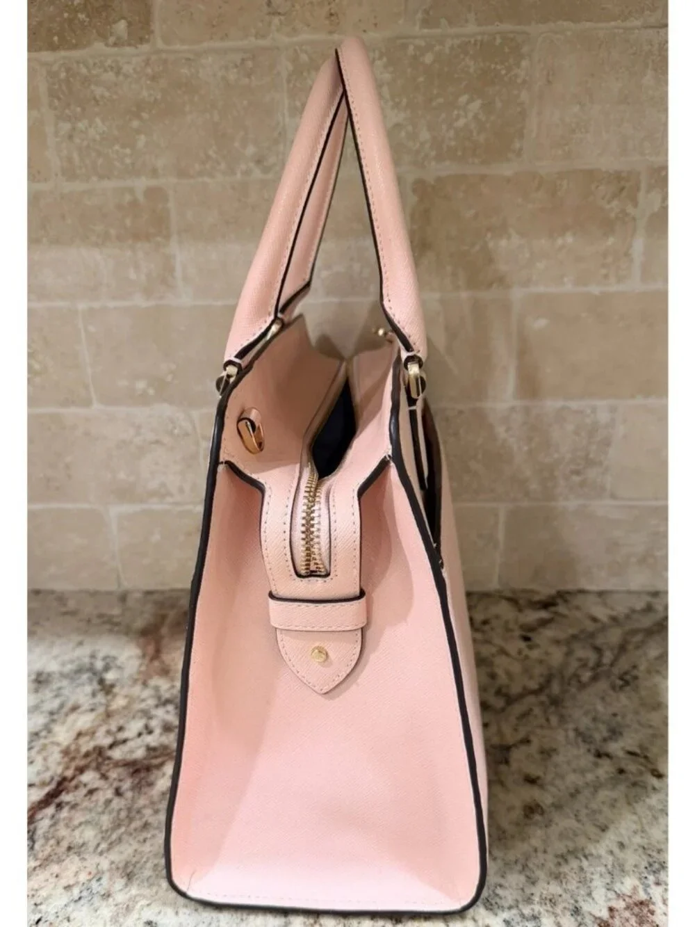 Kate Spade Madison Medium Saffiano Leather Satchel Conch Pink